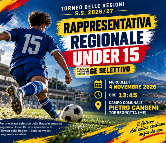 Rappresentativa Regionale Under 15: appuntamento a Torregrotta per uno stage selettivo